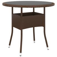 vidaXL Mesa de jardín vidrio templado ratán sintético Ø80x75 cm en color Marrón/Beige/Gris y más | estructura resistente ideal para salón dormitorio o estudio - details 0