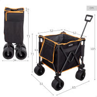 Aktive - Carro playa plegable, carrito de transporte, con ruedas desmontables, giratorias 360º y con frenos, mango multiángulo y 1 bolsillo, máx. 80 kg de carga, espacioso y versátil, de acero y poliéster, diseño plegable, incluye funda - details 3