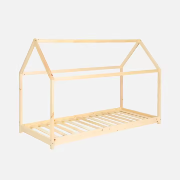 sweeek - Cama infantil de pino natural, 90x190cm , Tobias , 196x99x136 - 1