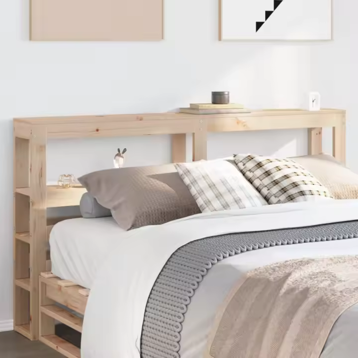 Cabecero de cama con estantes madera maciza de pino 120 cm - 1