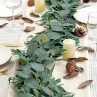 Vine De Hojas De Eucalipto Artificiales Para Decoración De Boda Y Jardín Planta Falsa De Hojas Verdes Para Arco De Boda Y Decoración Del Hogar - details 0