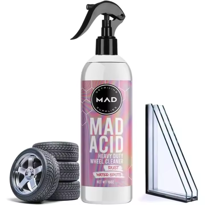 Limpiador de vidrios ácido MAD y quitamanchas de agua, limpiador ácido multiusos para baño, coche, cromo y muebles (16 oz) - 1