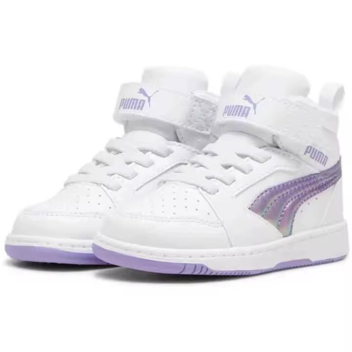 Zapatillas Puma Rebound V6 Mid para niños unisex en color blanco - 1