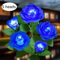 Lámparas Solares De Jardín Con Forma De Rosa 5 Cabezas Decorativas Para Patio Y Yarda Iluminación Exterior LED De Batería Recargable - details 5