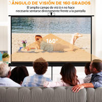 HOMCOM Pantalla de Proyector Manual con Soporte Pantalla de Proyección Portátil Formato 16:9 con Altura Ajustable para Interior y Exterior Cine en Casa PatioNegro - details 2