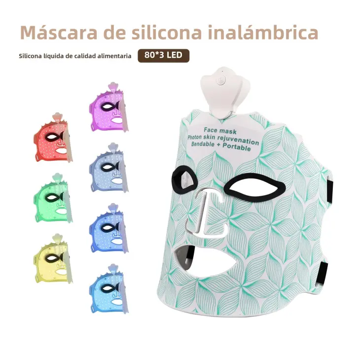 Máscara LED De 7 Colores Terapia De Luz Roja Antienvejecimiento Silicone Avanzado Para Rejuvenecimiento De La Piel Anti Acné Y Pores - 1