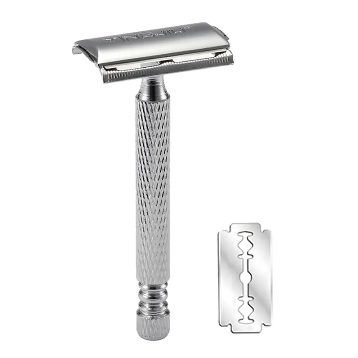 Afeitadora Clásica De Seguridad Con Mango Corto Para Hombres Doble Faja Cuchilla Manual Con Estuche Paquete Incluye 1 Afeitadora 1 Hoja - 1