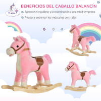 HOMCOM Caballo Balancín para Bebé Mayores de 36 Meses Juguete Balancín de Felpa Suave con Música Relinchos Sonidos de Galope Boca y Cola Móviles 65x32,5x61 cm - details 6