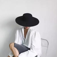 Sombrero De Paja Negra Para Mujer Estilo Clásico Y Moderno Fedora Formal Con Ala Ancha Sombrero Derby Plano Para Iglesia - details 3