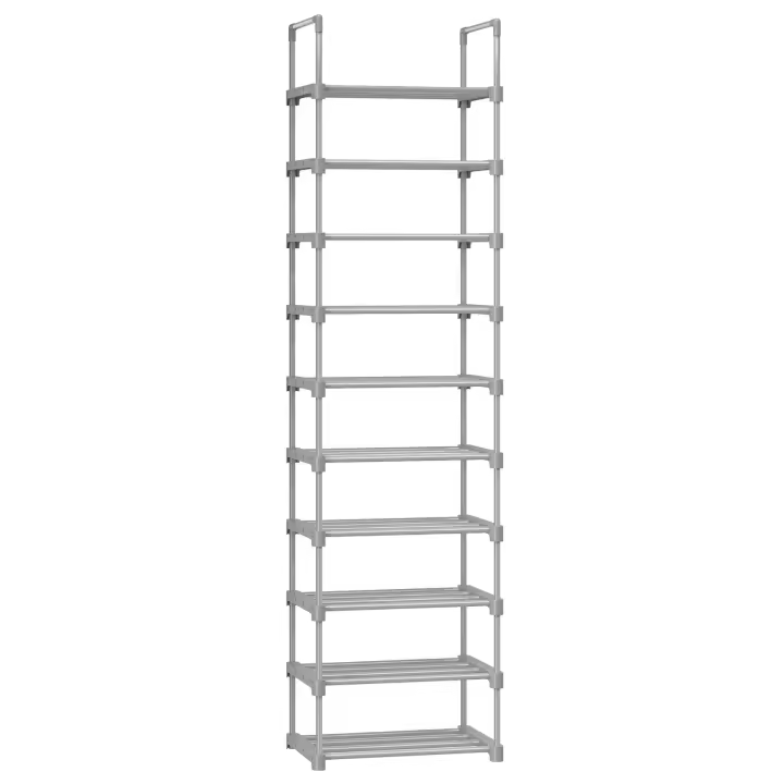 SONGMICS Estante zapatero, Estante para Zapatos de 10 niveles, Diseño bricolaje, Ahorro de espacio, para cocina dormitorio sala de estar, 45 x 30 x 174 cm, Gris/Negro - 1