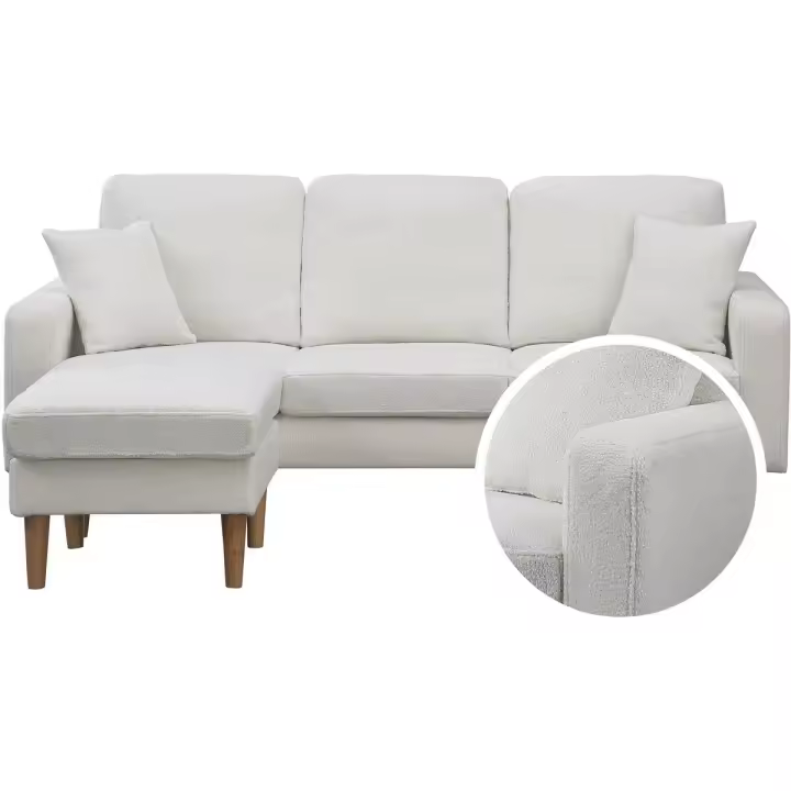 Sofá esquinero de tela reversible "Gabby" - 3 plazas - Blanco - 1