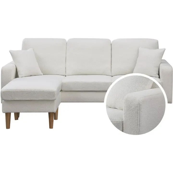 Sofá esquinero de tela reversible "Gabby" - 3 plazas - Blanco - 1