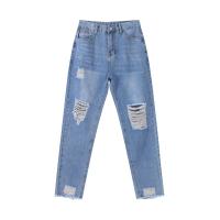 Jeans Rectos Para Mujer Moda Alta Cintura Washed Skinny Ropa Trasera Ropa De Lady Commuter Pantalones Delgados Con Agujeros Tendencia De Moda 2025 - details 6