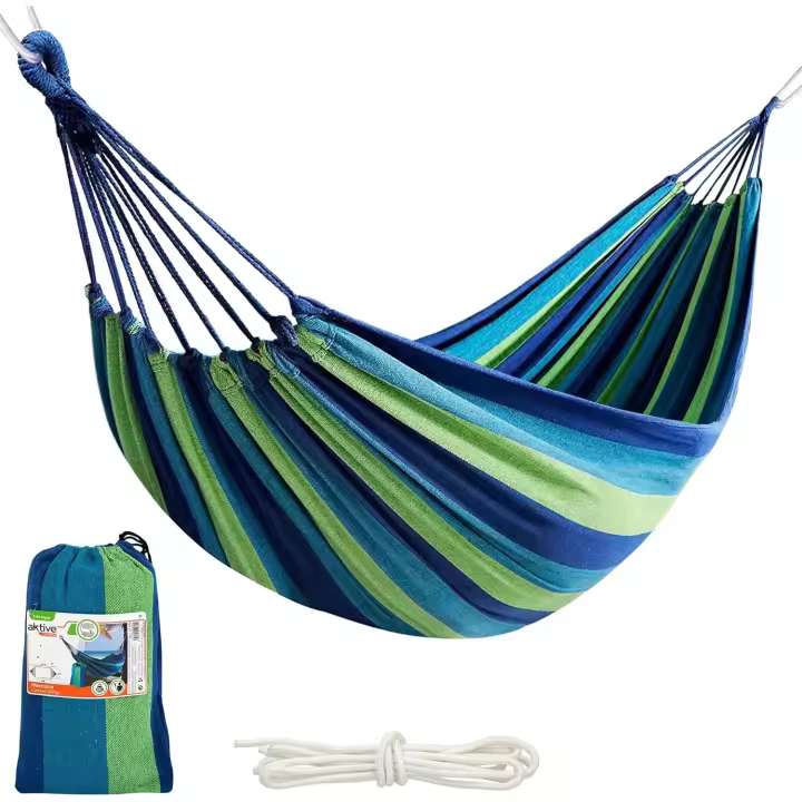 Hamaca colgante de algodón para camping y exterior | Hamaca jardín exterior | Medidas 185cm x 80cm | Con bolsa de transporte - 1