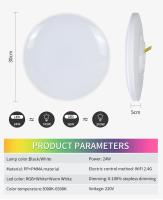 Lámpara De Techo Plana LED Ultra Delgada 20/24W Redonda Para Cocina Dormitorio Basamento Pasillo Sala De Estar Iluminación Diaria Ajustable Color Negro - details 15