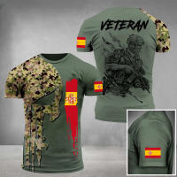 Camiseta De Verano Para Hombre Estilo Militar Con Estampado De Bandera Diseño Oversize Cuello Redondo Manga Corta Moda Casual - details 9