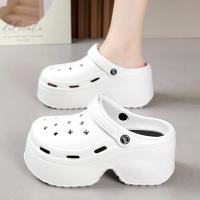 Sandalias De Mujer 9CM Gruesas Para Verano Zapatillas De Playa Con Tacón Alto Suela Suave Impermeables Para Jardín Y Exterior - details 1