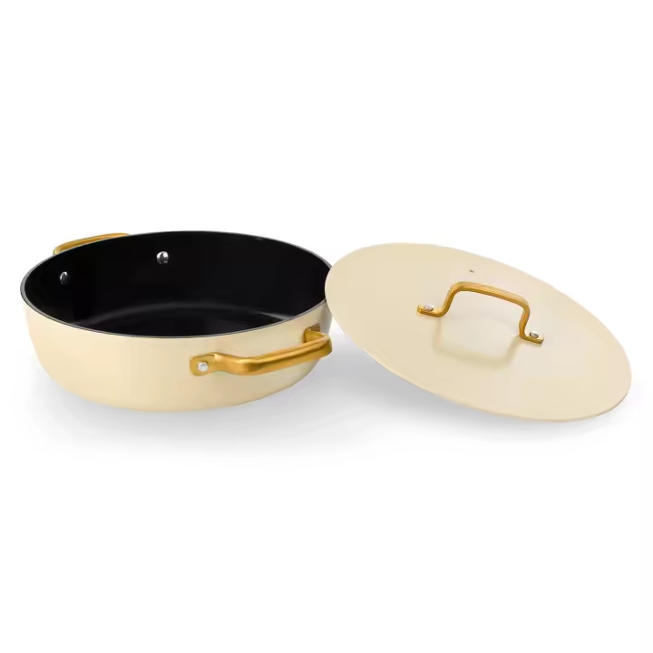 Arcos Serie Samoa Iconic | Cacerola Baja Antiadherente Cerámico 28 cm y 4,3 L | Aluminio Forjado | Apta cualquier cocina | Mango Acero Inoxidable | Color Beige | LIBRE DE (PFOA / PTFE / PFOS) - 1
