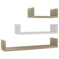 vidaXL Estantes de pared 3 piezas madera contrachapada Blanco, Negro, Gris Mueble Almacenaje Estantería para Oficina, Estudio, Dormitorio Estantería/Librería/ mueble de Almacenamiento - details 8