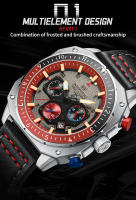 Reloj Deportivo NAVIFORCE Para Hombres Lujoso De Cuero Resistente Al Agua Con Luz Y Cuarzo Múltiples Funciones Estilo Cuadrado - details 6