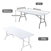 Mantel Rectangular Lavable Para Fiestas Al Aire Libre Y Camping Tamaño 4ft/6ft Elástico Y Ajustable Fabricado En Poliéster/Celulosa - details 3