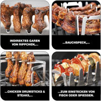 Rack De Costillas Para Barbacoa Práctico Multiusos Relleno De Asado De Acero Inoxidable Herramientas De Barbacoa - details 2