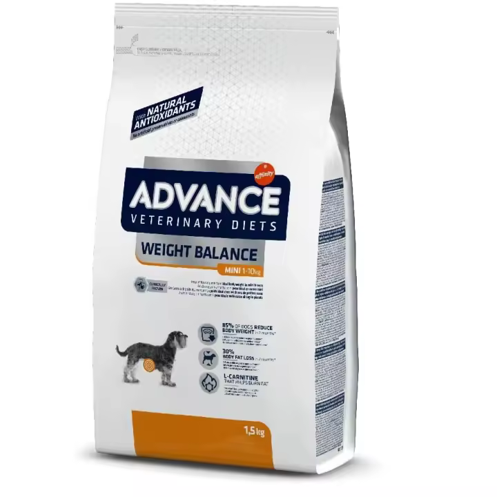 Advance Veterinary Diets Pienso para Perros Mini con Sobrepeso 1,5 Kg - Alto Contenido en Fibra y Proteínas - 1