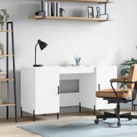 vidaXL Escritorio madera contrachapada 140x50x75 cm en color Blanco brillante/Blanco/Marrón roble y más | estructura resistente ideal para salón dormitorio o estudio - details 1