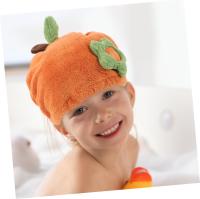 Gorro Para Cabello Secador De Melo Lavado De Cara With Diadema Envoltura De Toalla Infantil Gorro De Ducha Gorra Para Secar El Cabello Orange Vellón De Coral - details 2