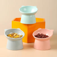 Tazón De Alimentos Para Gatos Con Soporte Elevado Protege El Cuello Del Perro Alimentos Y Agua Para Mascotas Suministros De Plástico Forma Redonda - details 0