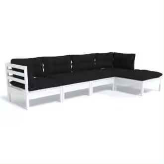 VIDAXL 3096359 set de muebles de pino para uso exterior de 5 piezas color blanco con cojines antracita vida xl - 1