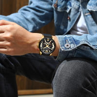 Reloj Curren 8329 Para Hombre Cuero Quadruple Mano Cronógrafo Fecha Resistente Al Agua Moda Casual Lujo Relogio Masculino - details 8