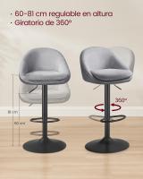 Taburete de Bar, Juego de 2, Regulable en Altura, Giratorio 360°, Silla de Cocina con Respaldo, Base de Acero, Reposapiés, para Mostrador y Comedor - details 12