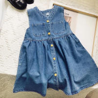 Vestido De Mujer Con Estampado De Vaquero Sin Mangas De Cintura Alta Estilo Casual Spaghetti Strap Denim V-Neck Mini - details 0
