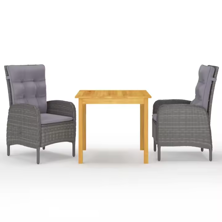 vidaXL Juego de comedor de jardín de 3 piezas gris - 1