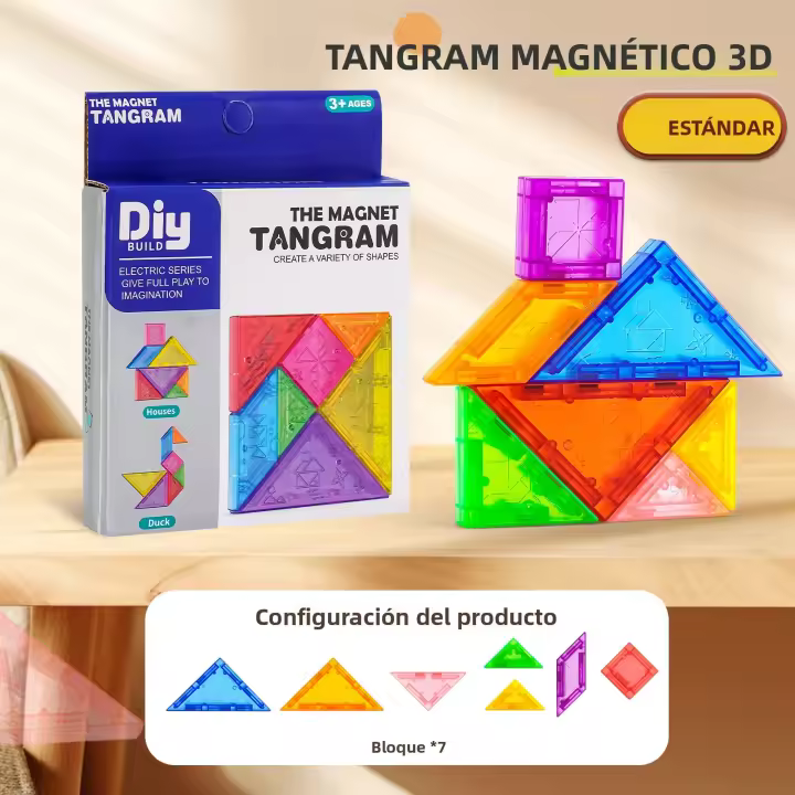 Juguete Magnético Tangram Para Estudiantes De Escuela Primaria Bloques De Construcción Geométricos Juguete Creativo Y Educativo Para Niños Y Niñas - 1