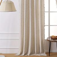 Cortinas De Lino Sólido Con Borlas Para Sala De Estar Dormitorio Balcones Estilo Francés Rustico Cortinas Semi-Blindas - details 1