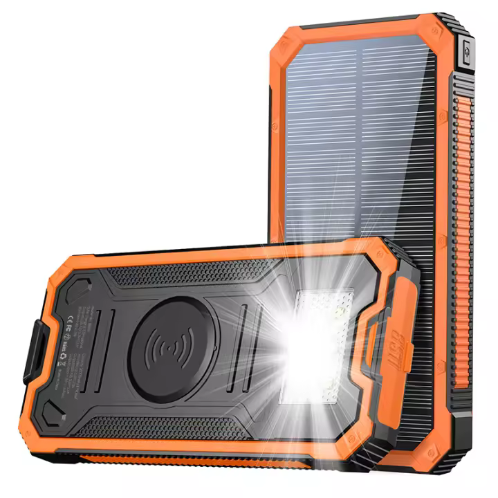 Banco de Energía Solar, Cargador inalámbrico portátil de 20 000 mAh with Entrada/Salida USB C para teléfonos portátiles, badería externa con dos linternas para acampar. - 1