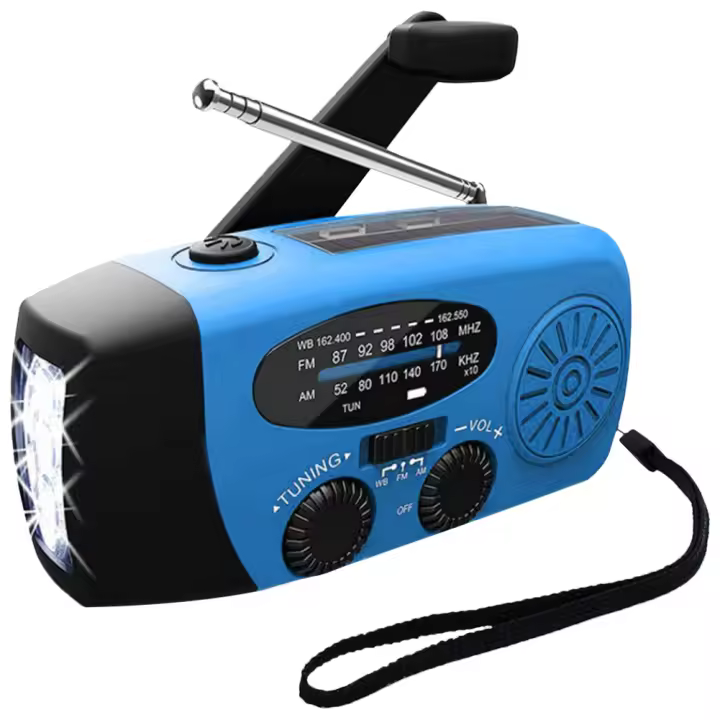Radio De Emergencia Con Luz De LED Y Manivela De Mano 2000mAh AM FM NOAA Solar Tenedor De Emergencias Y Camping Con Cargador De Banco De Potencia - 1