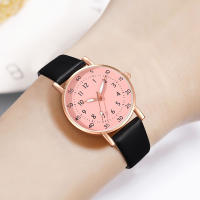 Reloj De Cuarzo Para Parejas Estilo Minimalista Blanco Con Dial En Numeros Romanos Y Correa De Cuero Rosa Ideal Regalo Para Ella - details 8