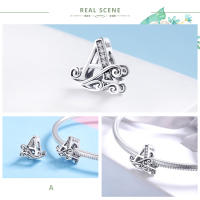 WOSTU 925 Plata Esterlina A-Z 26 Letras Brillantes Con Bolas De Joyería Para Pulsera De Encanto Original Collar De Pulsera Para Mujeres - details 4