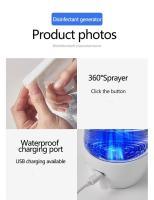 Generador De Ozono Líquido Antiséptico Air USB-C Recargable Portátil Desinfectante Sprayer Dispensador 300ML Electrolyzed - details 1