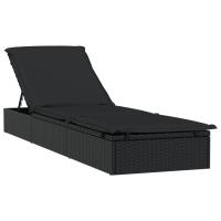vidaXL Tumbona 1 ud con cojín ratán sintético 201x55x62 cm Gris, Negro, Sillas de Exterior Ideal para jardín, playa, piscina, terraza Tumbona Piscina Tumbonas Playa Tumbonas Jardín Exterior - details 1