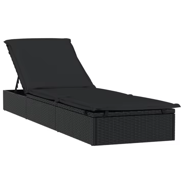 vidaXL Tumbona 1 ud con cojín ratán sintético 201x55x62 cm Gris, Negro, Sillas de Exterior Ideal para jardín, playa, piscina, terraza Tumbona Piscina Tumbonas Playa Tumbonas Jardín Exterior - 1