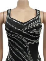 Vestido Maxi De Mujer Con Diamantes Y Abertura En Pierna Beyprern Decorado Con Rhinestones Vestido Sexy Para Fiesta Club Cumpleaños Poliéster Elástico Sin Mangas - details 3