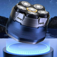 Afeitadora De Cabeza Sin Cable 6D Para Hombres Afeitadora Rotatoria Impermeable Con Cuchilla Magnética Y Pantalla LCD Recargable - details 3