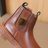 Botas Cortas Para Niños Y Niñas Estilo Británico Antideslizantes Con Cierre De Cremallera Lateral Material De Cuero Resistentes Al Desgaste Para Todas Las Estaciones - details 12