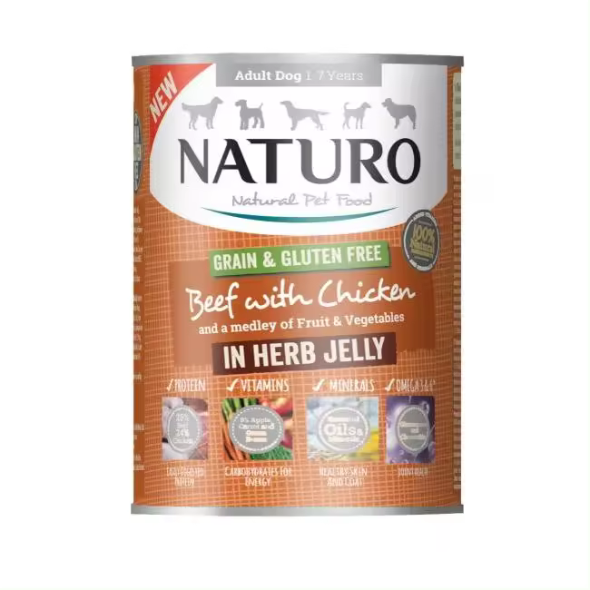 NATURO DOG LATA BUEY&POLLO GELATINA 390G (12) - 1