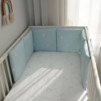 LALA - Juego de ropa de Cama para Cuna de Bebe, Algodón Puro, anticolisión, Gasa de cerca, Elephant Azul, 30x30, Pieza Entra, Lavado. - details 3
