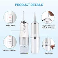 Irrigador Bucales Portatil, Irrigador Dental Portatil Viaje con 4 Boquillas 3 Modos,USB, 220ml Recargable Irrigador limpiador Dientes Agua Presion, IPX7 Impermeable - details 7